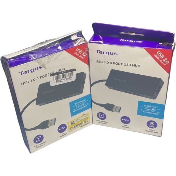 Targus 4‑Port USB 3.0 Hub 5Gbps Powered Plug‑and‑Play Box Wear Lot of 2 WIn Mac - Picture 4 of 8